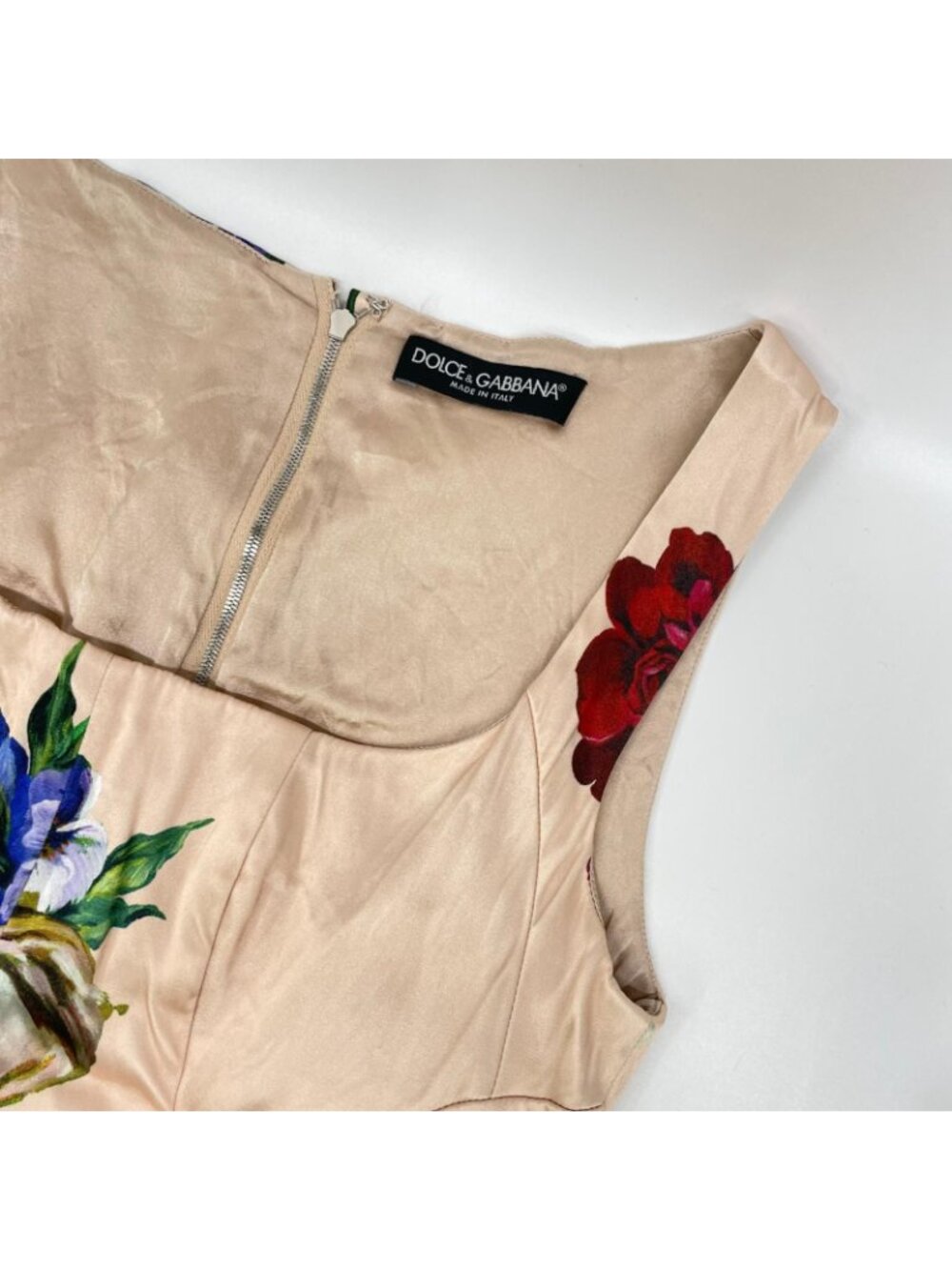 Dolce & Gabbana Salmon Pink Floral Pattern Sleeveless Rayon Dress 36 - Picture 6 of 8